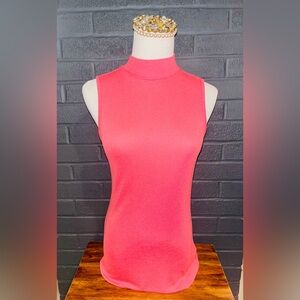 GAP Size Small Pink Mock—Neck Ribbed Sleeveless Blouse